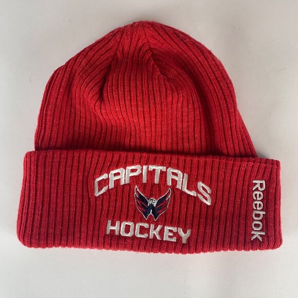 Washington Capitals NHL Red Reebok Center Ice Knit Beanie Cap - Picture 1 of 3